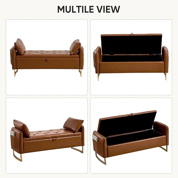 48" End of Bed Bench, Modern Storage Benches - Image 8