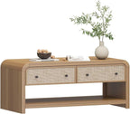 Oak&Sparrow 48'' Boho Coffee Table, Thickened Arc-Shaped Coffee Table by OakSparrow