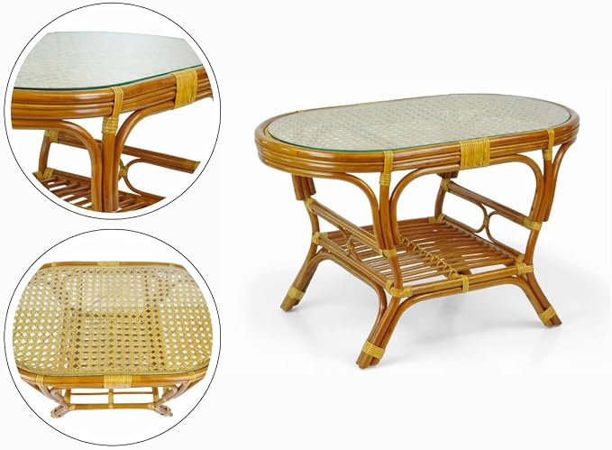 Malibu Lounge Set of 4: 2 Natural Rattan Wicker Chairs, Three-Seater Sofa - Image 7
