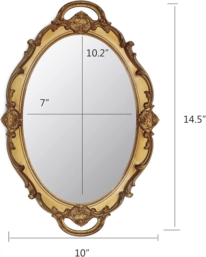 Eaoundm 14.5 x 10 inchs Smallest Oval Antique Decorative Wall Mirror Vintage - Image 4