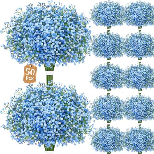 50 Baby Breath Flowers Artificial Bulk, 21" Babys Breath Artificial Flowers by Elyum