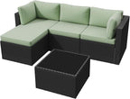 Aoxun Outdoor Patio Furniture Set, 5-Pieces All-Weather Rattan Sectional Sofa - Image 9