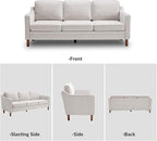 Kingfun 80" Chenille Sofa, 3 Seater Couch, Mid Century Modern Couches - Image 9