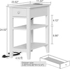 ChooChoo Narrow End Table with Charging Station, Side Table Living Room with - Image 3