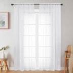 Sheer White Curtains for Bedroom Living Room 90 Inches Long 2 Panels Set by WelvetBLK
