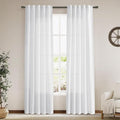 White Linen Curtains 84 Inch Length 2 Panels Set by Nanspring