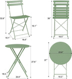 Bistro Table and Chairs Set of 2, 3 Piece Outdoor/Indoor Folding Patio Bistro - Image 4