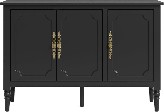 FansaFurn Black Storage Cabinet, Mid-Century Buffet Cabinet - Image 9