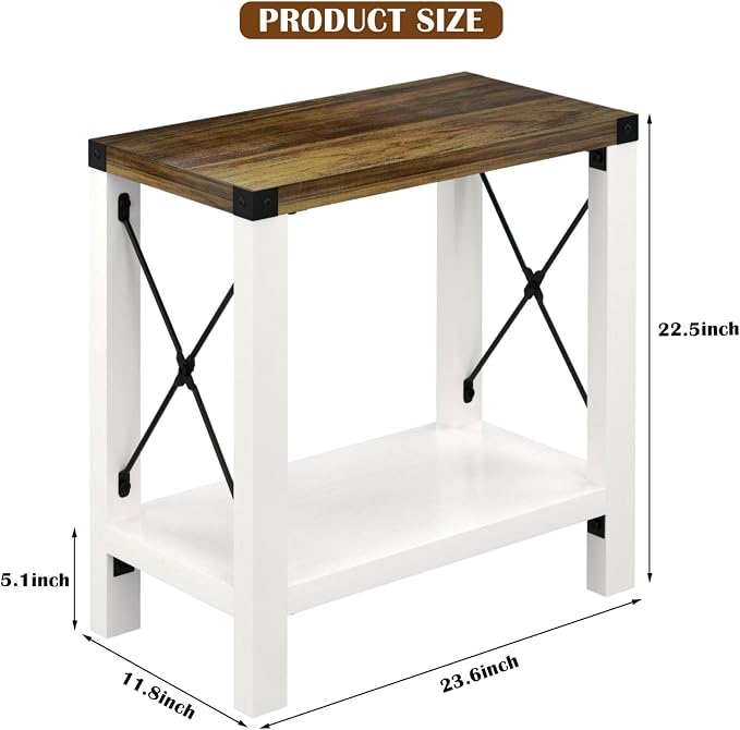 GAZHOME Farmhouse End Table for Small Spaces, Narrow Side End Table - Image 3