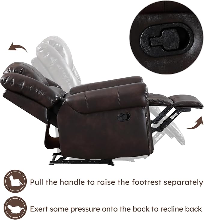 CANMOV Leather Recliner Chair Set of 2, Classic and Traditional Manual Recliner - Image 7