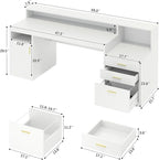 YOMILUVE Computer Desk with 3 Drawer & Storage Shelves, Home Office Desk with - Image 2