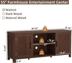 Joaxswe Farmhouse 55" Entertainment Center, Walnut Tv Stand - Image 2