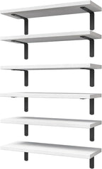 WOPITUES White Floating Shelves Set of 6, Wood by WOPITUESOfficial