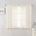 Cream Sheer Curtains 48 Inch Length 2 Pcs, Rod Pocket Light Filtering Voile by Lecloud