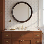 Round Wood Mirrors 30 Inch, Rustic Decorative Transitional Dark Walnut Wall - Image 3
