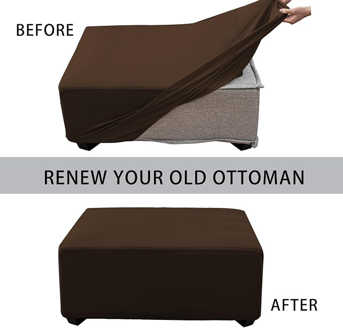 Super Stretch Ottoman Cover- Soft Form Fit Ottoman Cover Rectangular Ottoman - Image 4