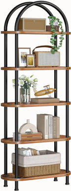HOOBRO 5 Tier Open Bookshelf, Industrial Arched Bookcase Display Shelf Rack by HOOBRO
