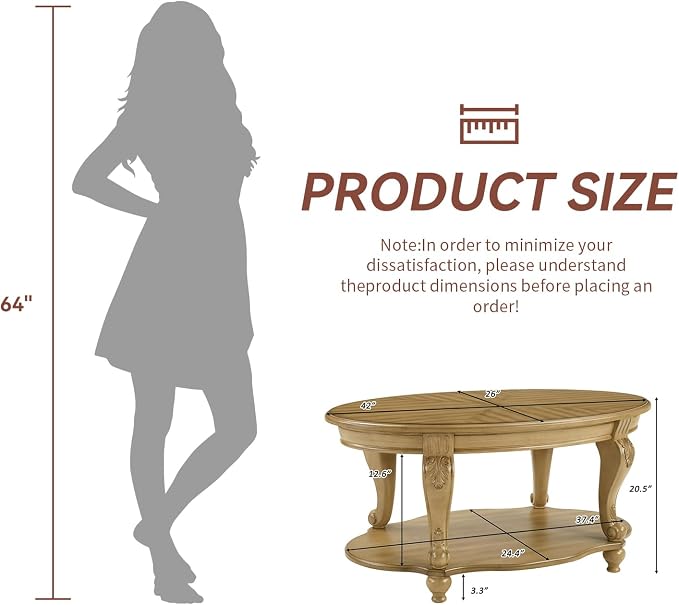 LKTART Round Coffee Table, Victorian Center Table - Image 3