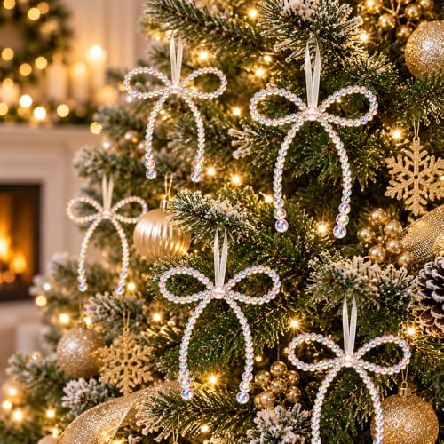 DIYDEC 18PCS Large Christmas Pearl Bow Ornament 7in Tree Topper Decor - Image 5