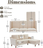 Kingfun 88" L-Shape Sofa, Chenille Sectional Couch, Mid Century Modern Couches - Image 2