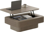 Lift Top Coffee Table for Living Room, Rectangle Handmade Solid Wood Strips by Unknown