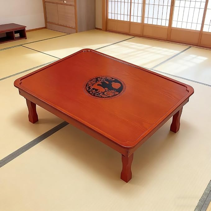 Folding Coffee Table, Japanese-Style Low Wood Table, Square Floor Sitting Tables by Unknown
