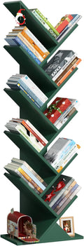 SHEEPAM 10 Tier Tree Book Shelf, Floor Standing Wood Bookshelf by SHEEPAM