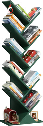 SHEEPAM 10 Tier Tree Book Shelf, Floor Standing Wood Bookshelf by SHEEPAM