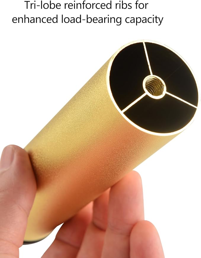 4 Pack 6 Inch Gold Metal Adjustable Furniture Risers Cylinder Legs Adjustable - Image 6