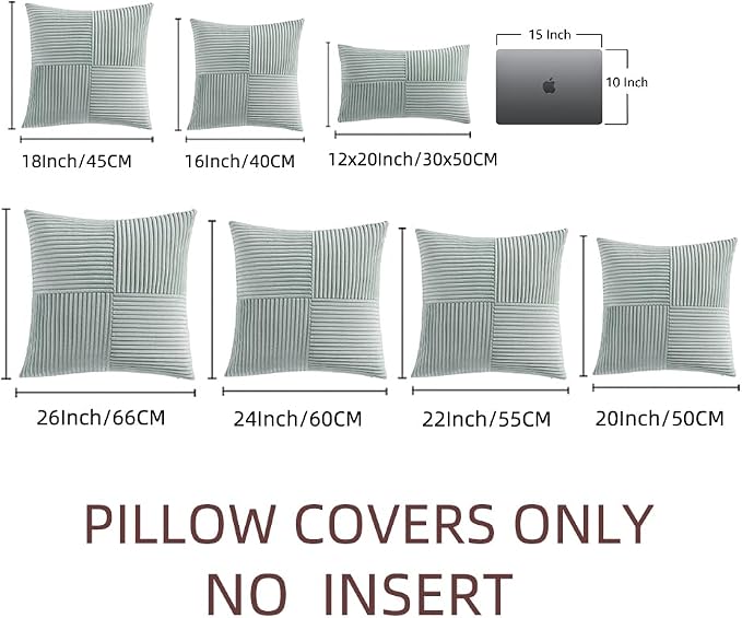 Fancy Homi 2 Packs Grey Blue Euro Decorative Throw Pillow Covers 28x28 Inch - Image 6