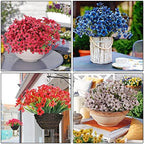 Artificial Outdoor Flowers,8 Bundles Outdoor Fake Flowers UV Resistant Faux Outside Plastic Flower Plants for Outside Indoor Décor(Red) - Image 6