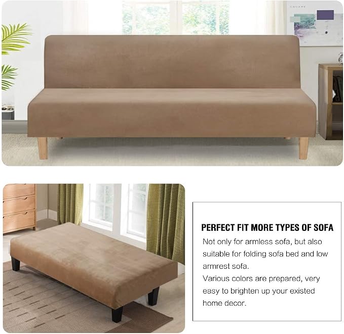H.VERSAILTEX Real Velvet Futon Cover Armless Sofa Covers Sofa Bed Covers - Image 5
