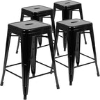 Flash Furniture Lily 24" High Metal Counter-Height, Indoor Bar Stool in Black by FlashFurniture