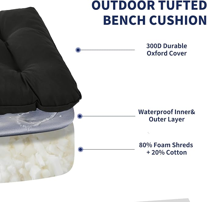 IPYNBAP Outdoor Bench Cushion, Waterproof Bench Cushion - Image 3