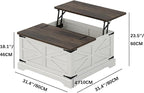 Furnideco Farmhouse Lift Top Coffee Table, Square Wood Center Table - Image 2