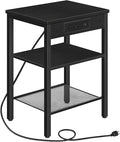 HOOBRO Side Table with Charging Station and USB Port, Small End Table by HOOBRO