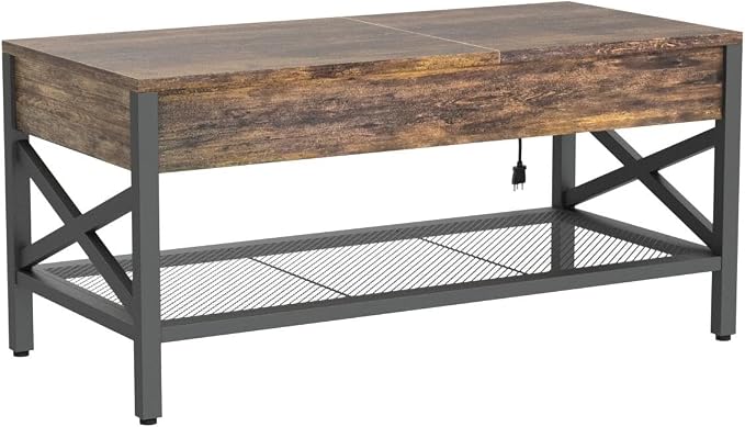 Aheaplus Coffee Table with LED Light and Power Outlet, Modern Lift-Top Center - Image 5