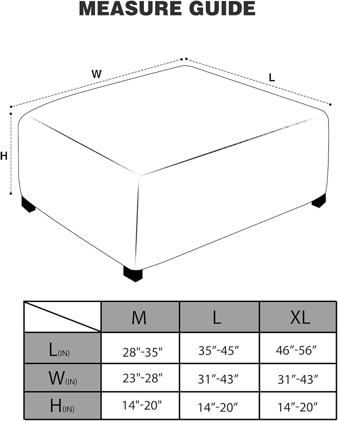 NeColorLife Ottoman Cover Square Large Ottoman Slipcover Stretch Footrest Stool - Image 4