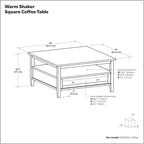 SIMPLIHOME Warm Shaker Solid Wood Transitional-Style 36-inch Wide Coffee Table - Image 2