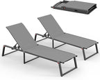 Aluminum Chaise Lounge Chair Outdoor, Foldable& No Assembly Patio Pool Lounge by Oasbira