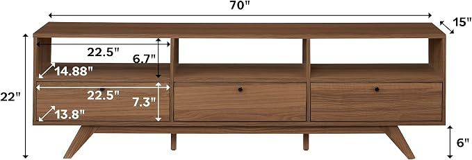 Walker Edison Kimi Mid Century Modern Minimalist Drop-Down Door Stand - Image 4