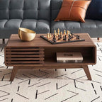 mopio Ensley Dual-Side Storage Coffee Table – Mid Century Modern Fluted Wood by MopioInc