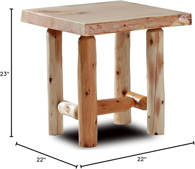 SRL Rustic Log End Table Pine & Cedar – Small Indoor End Table, Wood End Table - Image 2