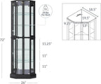 BELLEZE Lighted 3-Side Glass Display Curio Cabinet - Image 2