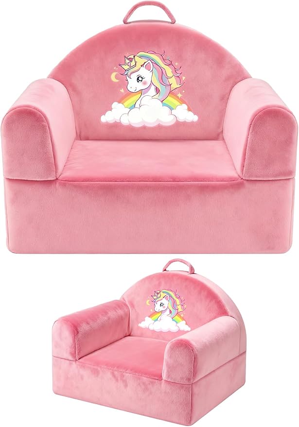 Kids Sofa Chair with Removable Washable Cover & Magic-Tape Backrest Toddler by laapee