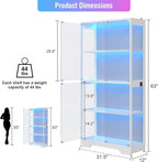 knoworld Display Cabinet with Glass Doors, 4-Tier Glass Display Case with 15mm - Image 2