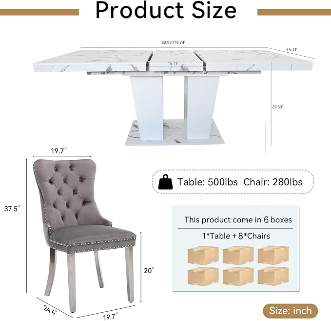 Henf 63"-79" Extendable Dining Room Table and Chairs Set - Image 4