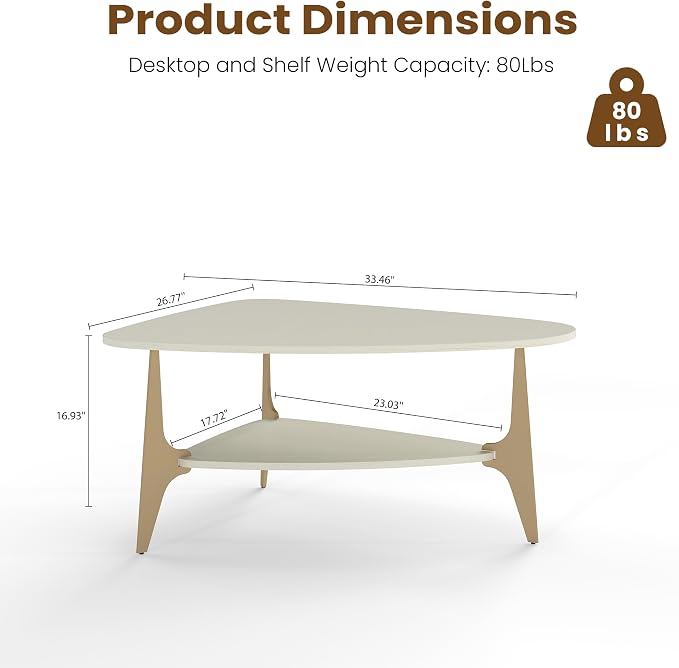 MWOOD Triangle Coffee Table, 33.5″‌ Modern Coffee Table - Image 2