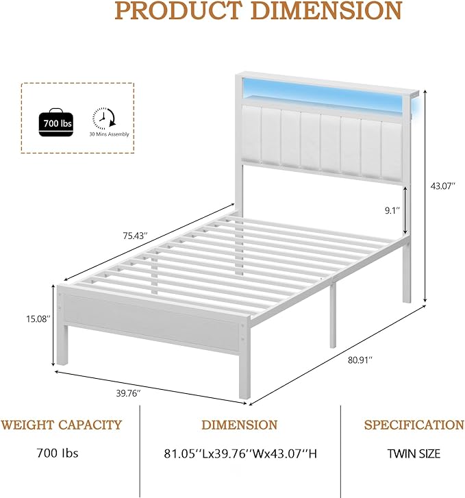 Furnulem Twin Size Bed Frame - Image 2