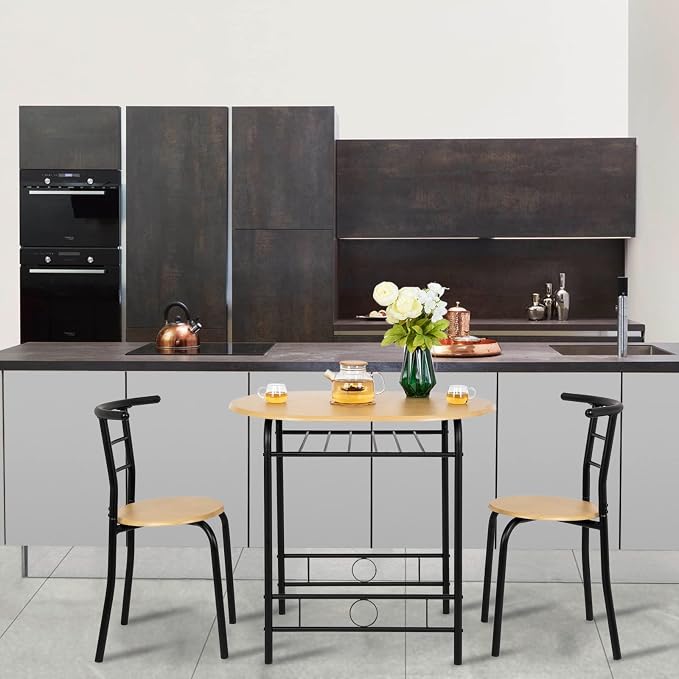 VINGLI 3 Piece Dining Set, Small Kitchen Table Set - Image 4